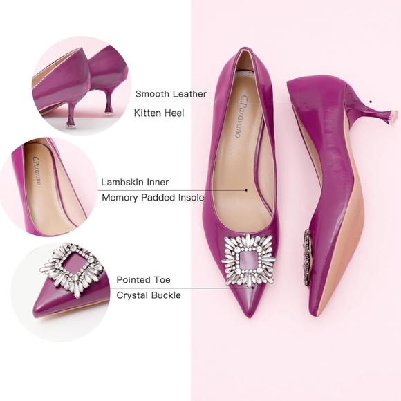 ‼️NEW IN ‼️C.Paravano Chic Purple Shoes Kitten Heel 🔥 - Picture 3 of 10